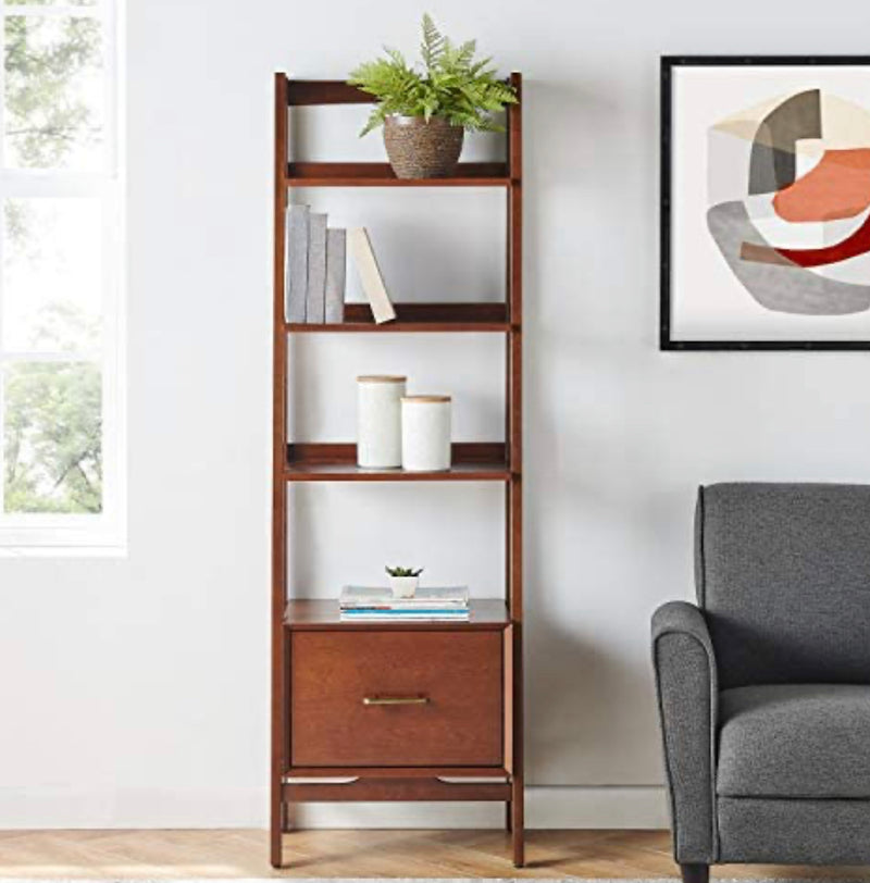 Crosley Furniture Landon Small Etagere Bookcase, Mahogany