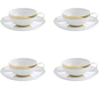 Vista Alegre Domo Gold Tea Cup and Saucer, Set of 4