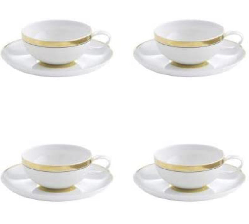 Vista Alegre Domo Gold Tea Cup and Saucer, Set of 4