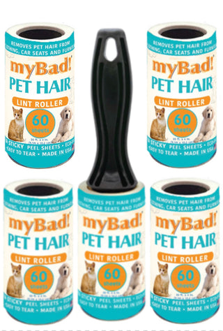 my Bad Pet Lint Roller 5 Pack - 1 Handle 5 Refills