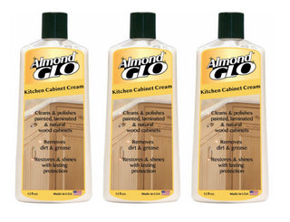 Almond Glo 3-Pack Kitchen Cabinet Cream, 12 oz-Multisurface Wood Cleaner and Polish Furniture Quick Shine Restorer Protector Kitchen Cabinets Surface Cleaner