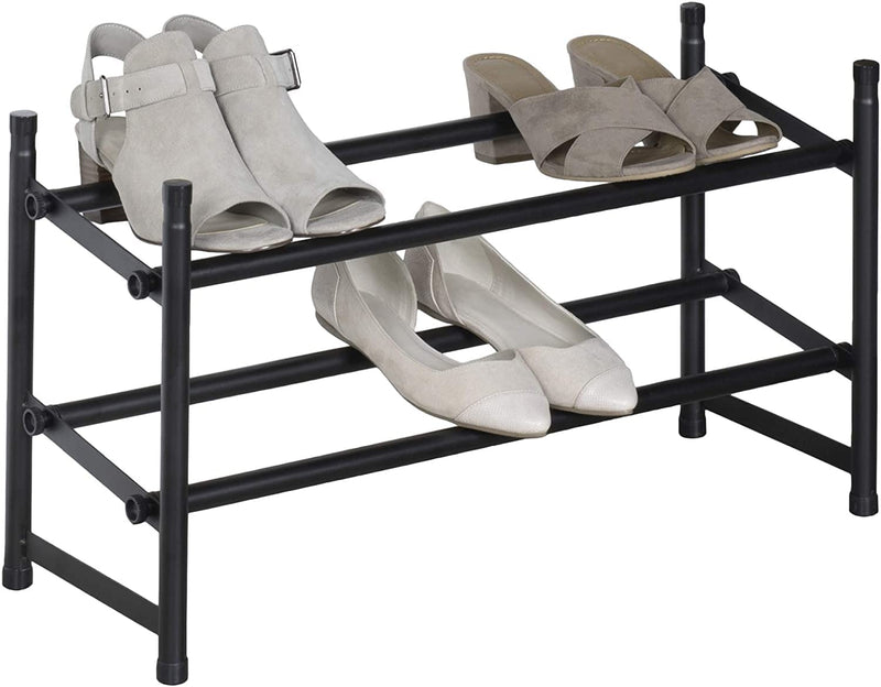 Richards Telescoping Stackable/Expandable Free Standing Shoe Rack, 2-Tier Holds Up To 10-Pair, Matte Black