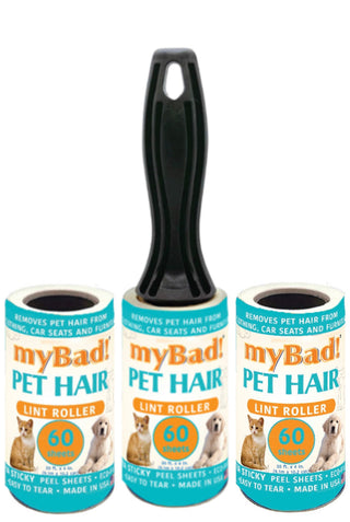 my Bad Pet Lint Roller 3 Pack - 1 Handle 3 Refills