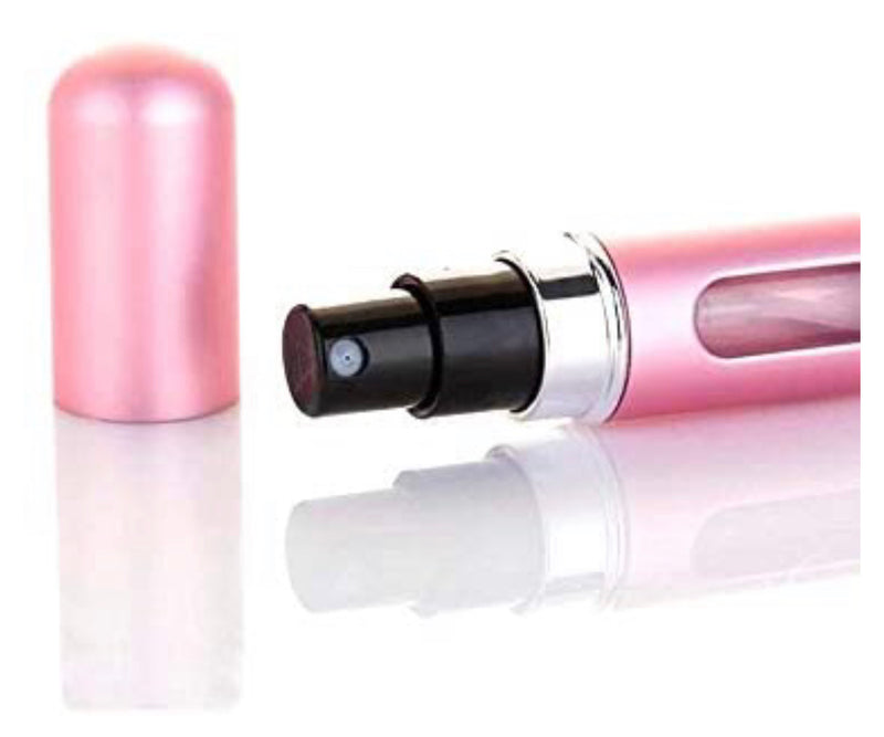 Funky Rico Dan Adora Portable Mini Perfume Atomizer Refillable Bottle Spray – Travel Size Aluminum Leak-Proof Bottle with 5 ML Capacity for Perfume Liquids, Body Mist or After Shave - Pink