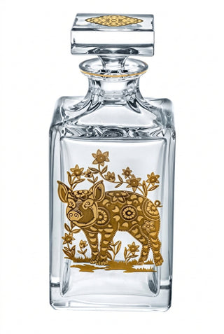 Vista Alegre Golden Whisky Decanter W/Gold | Pig