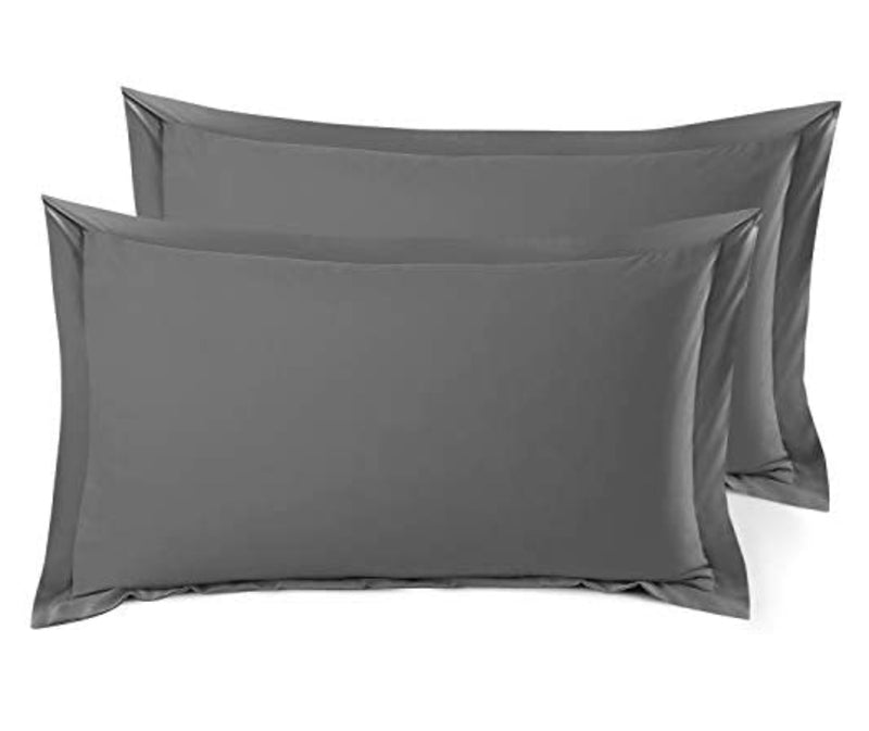 Home Outfitters Soft Pillow Shams Set of 2 - Double Brushed Microfiber Pillow Covers - Hotel Style Premium Bed Pillow Cases, King 20"x36" - Gray