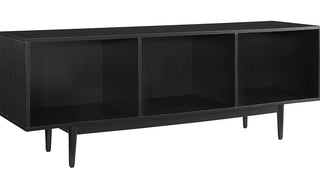 Crosley Furniture Liam Large Mid-Century Record Storage Console Cabinet, Black