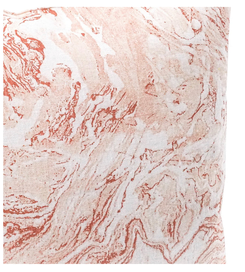 Anaya Pink Marble-Print Linen Pillow