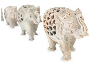 Anaya Marble Hand-Carved 4-Piece Elephant Family