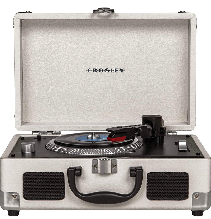 Crosley CR8050A-WS Mini Suitcase Turntable for 3-inch Vinyl Records, White Sand