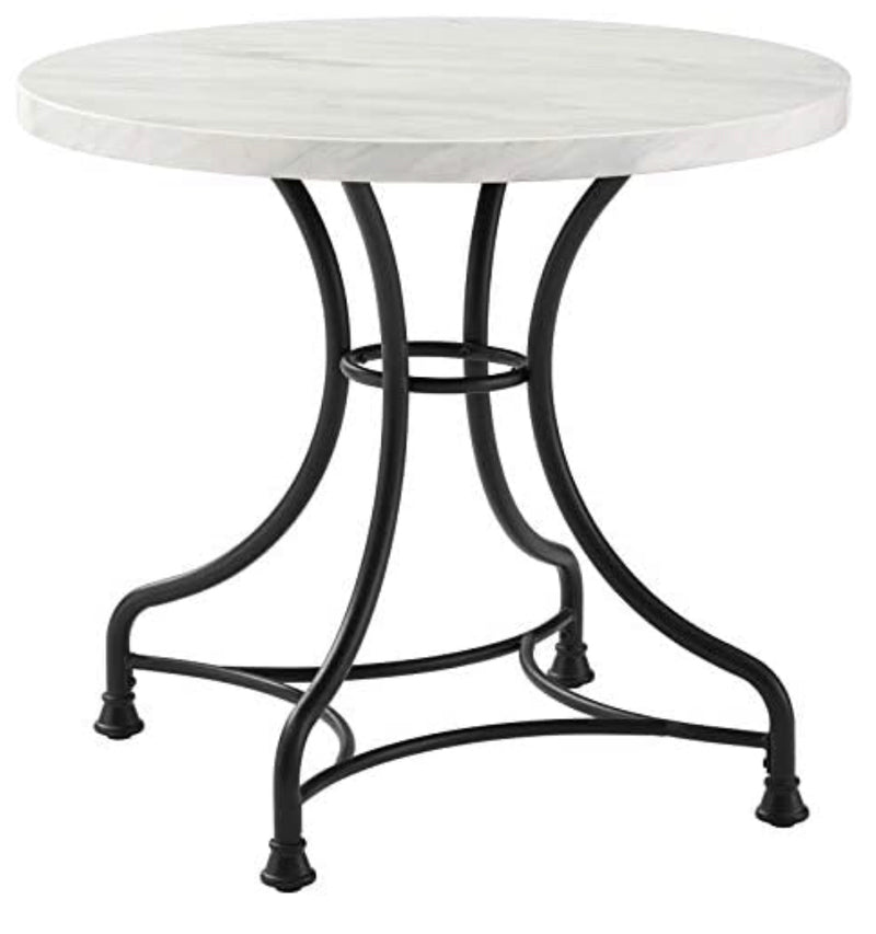 Crosley Furniture Madeleine Round Dining Table, 32", Steel with Faux Marble Top