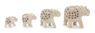 Anaya Marble Hand-Carved 4-Piece Elephant Family