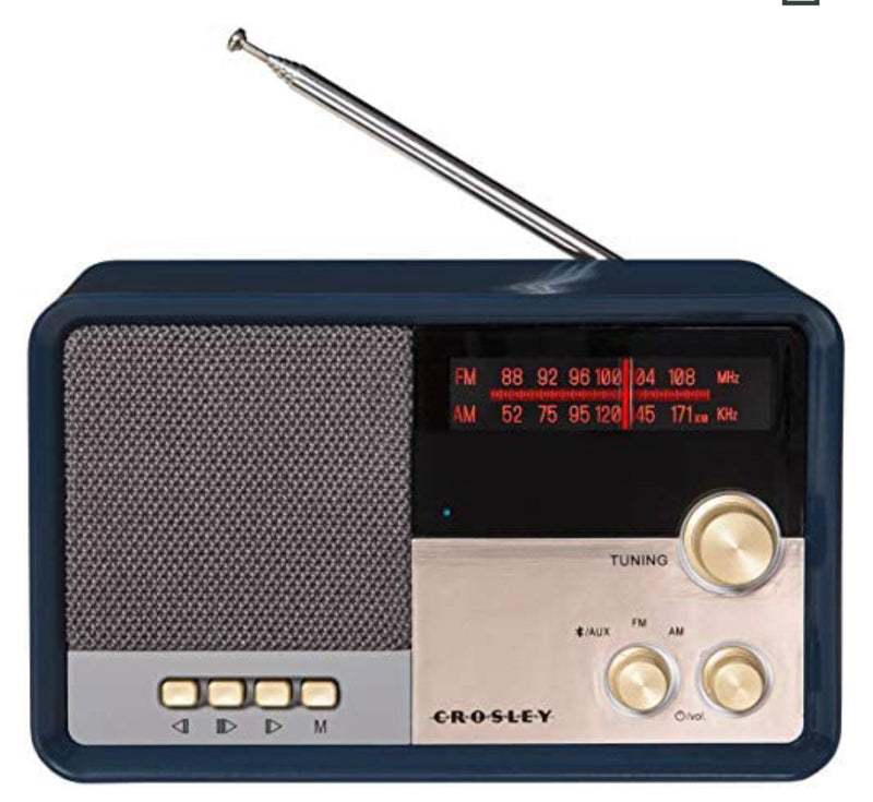 Crosley CR3036D Tribute Vintage AM/FM Bluetooth Radio, Navy