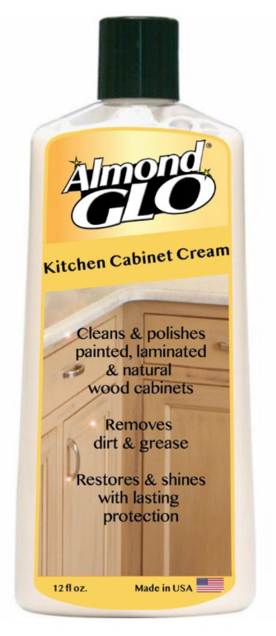 Almond Glo Kitchen Cabinet Cream, 12 oz- Multisurface Wood Cleaner and Polish Furniture Quick Shine Restorer Protector Kitchen Cabinets Surface Cleaner