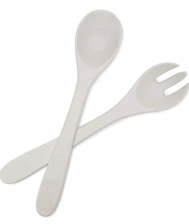 Q Squared Potter Collection Salad Servers, BPA-Free Shatterproof Melamine and Bamboo set Of 4