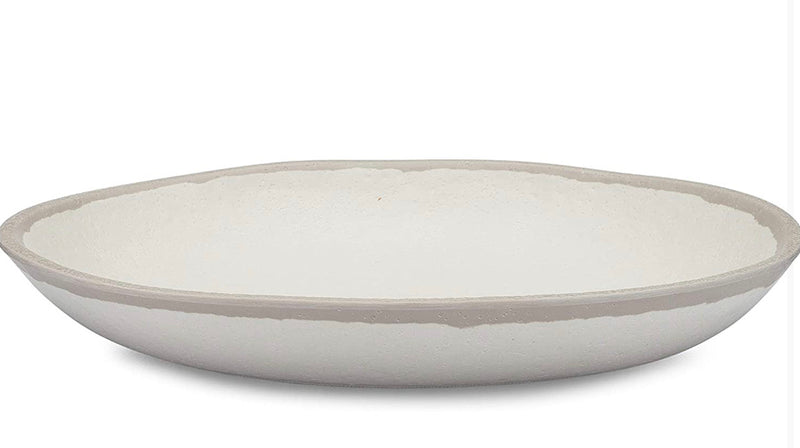 Q Squared Potter Collection Salad Plate, Set of 4, BPA-Free Shatterproof Melamine and Bamboo, 8-Inches, Stone