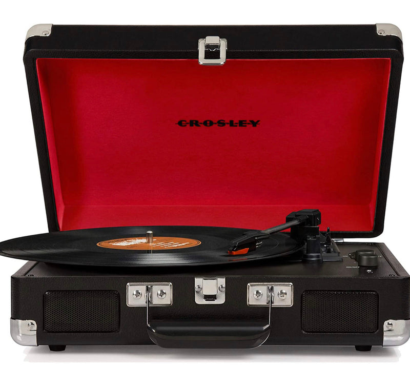 Crosley CR8005D-BK Cruiser Deluxe Vintage 3-Speed Bluetooth Suitcase Turntable, Black