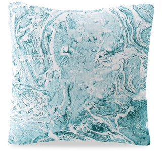 Anaya turquoise Marble-Print Linen Pillow