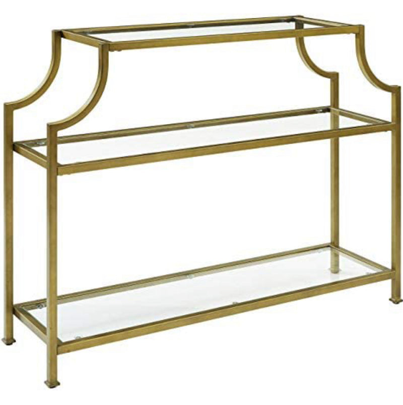 Crosley Furniture Aimee Console Table, Gold and Glass