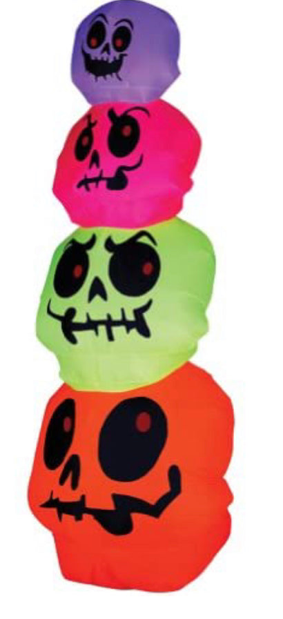 Gemmy Halloween 6-ft x Lighted Skull Halloween Inflatable, Multi-Colored