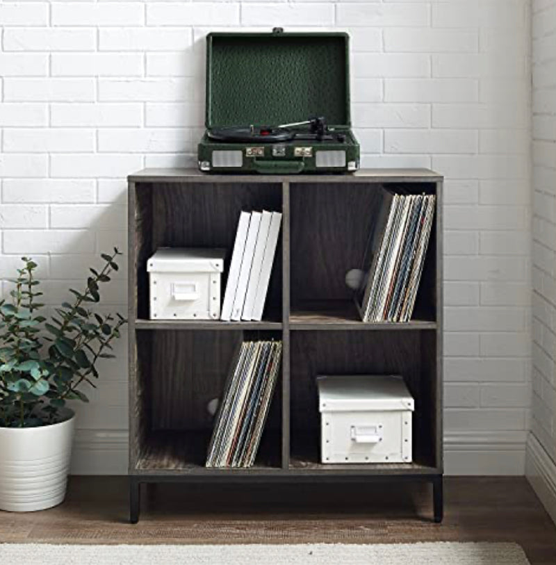 Crosley Furniture Jacobsen Record Storage Cube Bookcase, Brown Ash