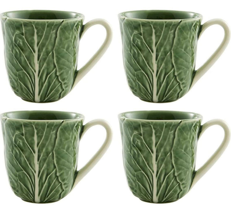 Bordallo Pinheiro Cabbage Mug Green, Set of 4,