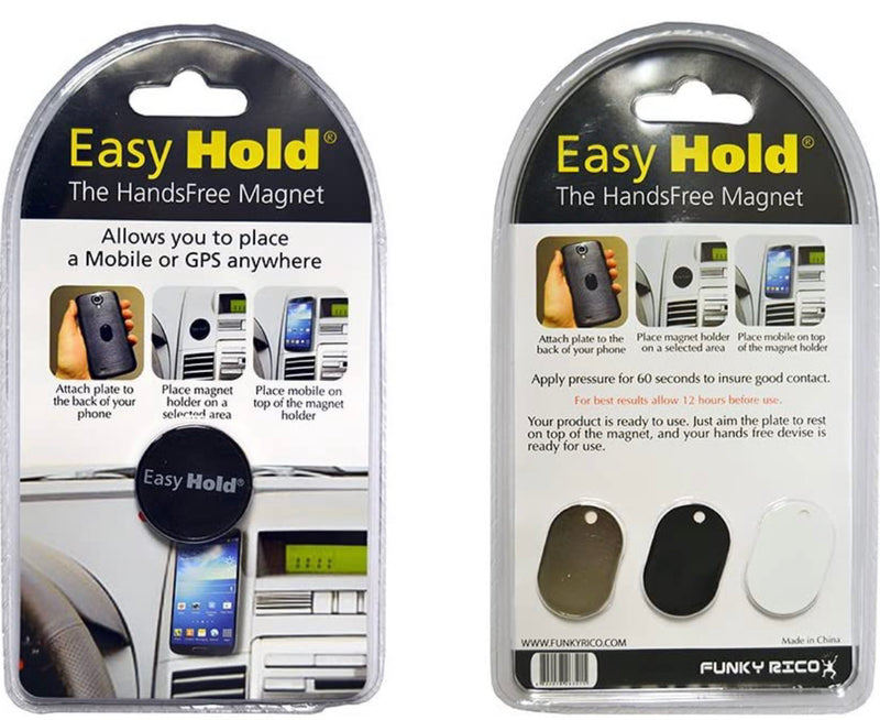 Funky Rico Magnetic Cell Phone Holder By EasyHold - For All Phone Sizes, Apple Or Android - Easy Install On Any Surface Including Desk, Wall, Or Car Dashboard