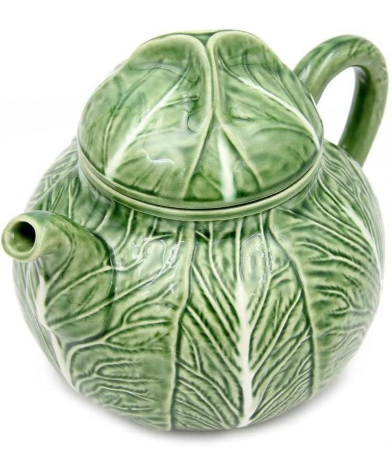 Bordallo Pinheiro Green Cabbage Earthenware Tea Pot