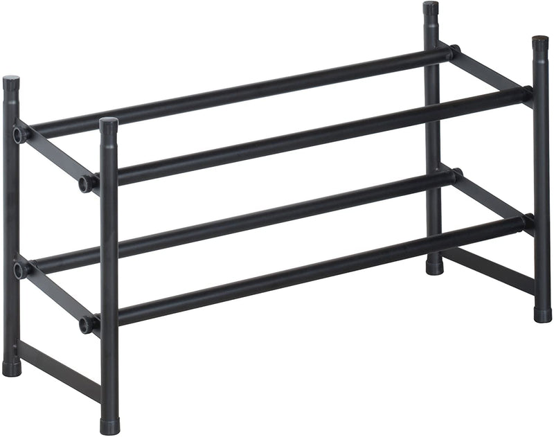 Richards Telescoping Stackable/Expandable Free Standing Shoe Rack, 2-Tier Holds Up To 10-Pair, Matte Black