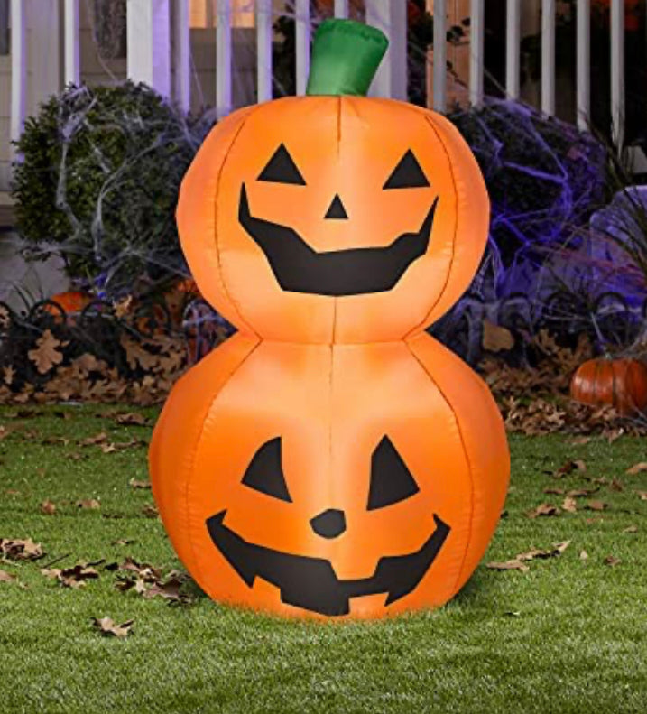 Gemmy Retail Pumpkin Duo Stack Halloween Airblown Inflatable - 3.5