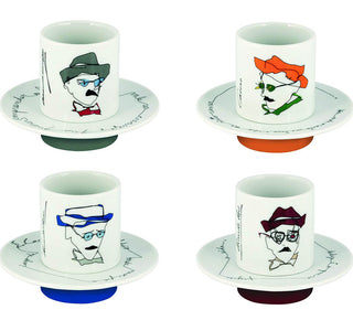 Vista Alegre Heterónimos Set of 4 Coffee Cups & Saucers