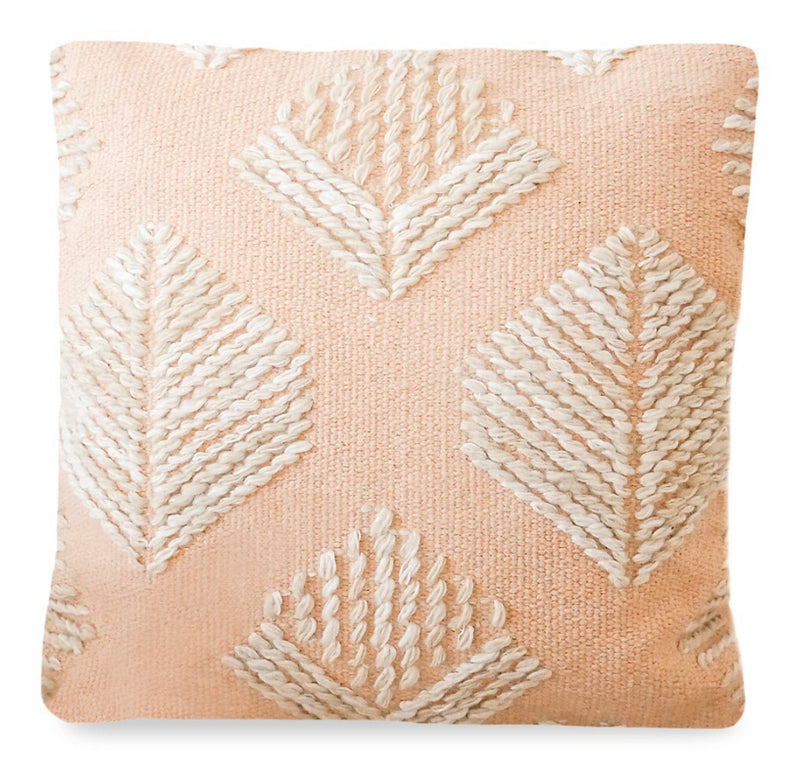 Anaya Pink Geometric Leaf Embroidered Pillow