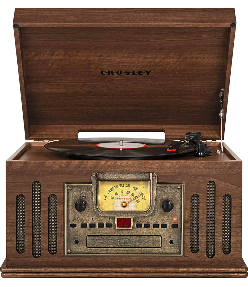 Crosley CR704B-WA Musician 3-Speed Turntable with Radio, CD/Cassette Player, Aux-in and Bluetooth, Walnut