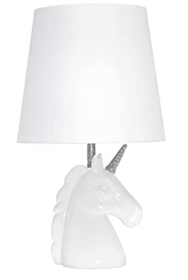 Simple Designs LT1078-SLV Table Lamp, Silver/White