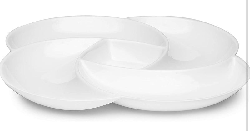 Q Squared Large Clover Serving Platter, BPA-Free Shatterproof Melamine, 18 by 18-Inches, White