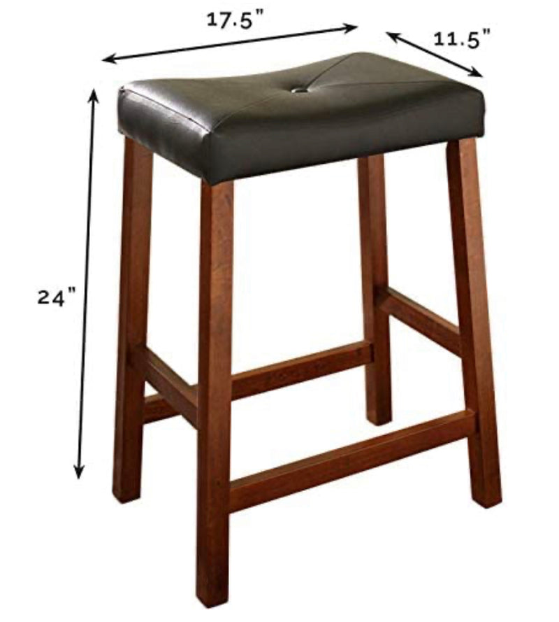 Crosley Furniture Upholstered Saddle Seat Bar Stool (Set of 2), 24-inch, Vintage Mahogany