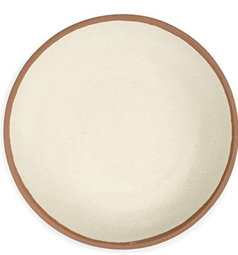 Q Squared Potter Collection Dinner Plate, Set of 4, BPA-Free Shatterproof Melamine and Bamboo, 10-Inches, Terracotta