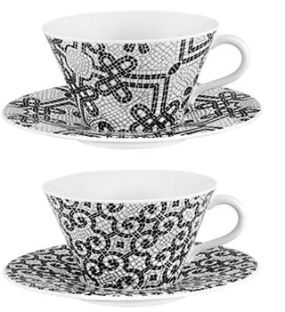 Vista Alegre Porcelain Portuguese Cobblestone Tea Cups & Saucers Set of 2