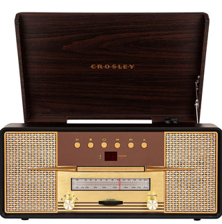 Crosley Rhapsody 3-Speed Turntable with Bluetooth, AM/FM Radio, CD Player, and Aux-in, Mahogany