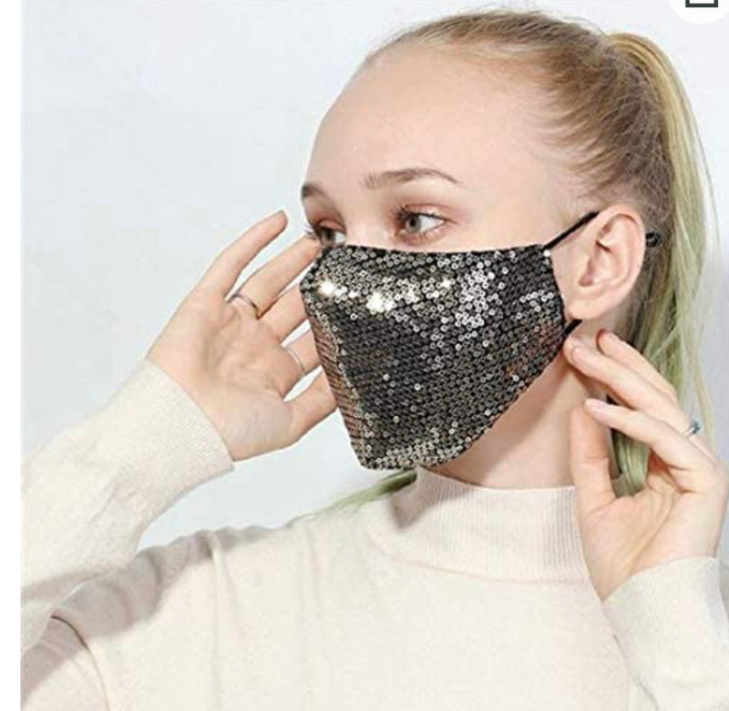 Funky Rico Face Mask Stylish Sequin -Gold