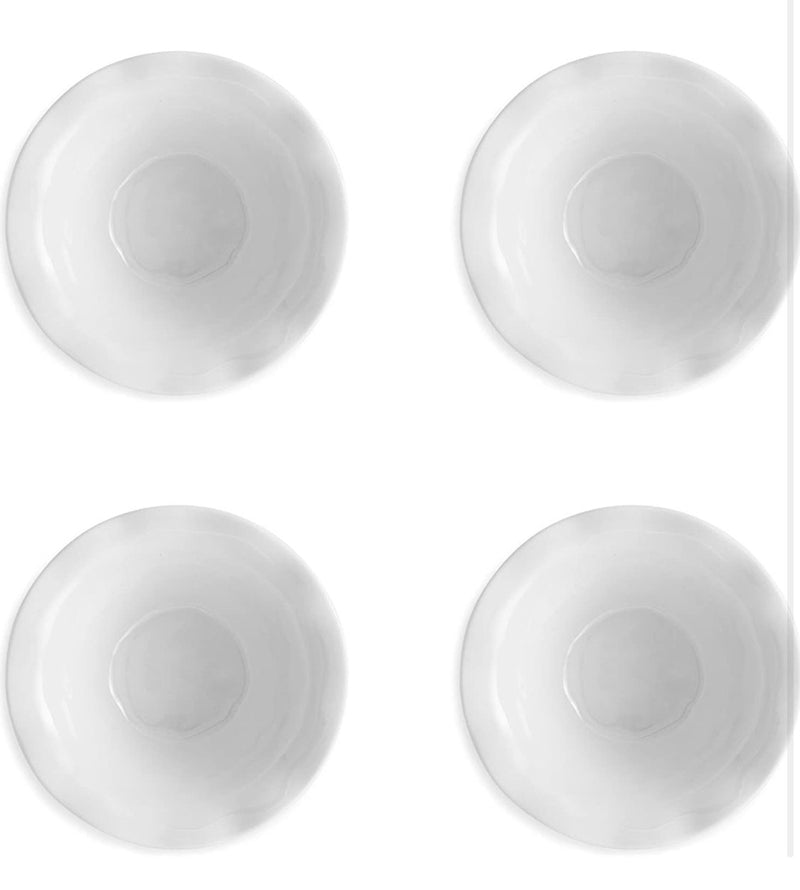 Q Squared Ruffle BPA-Free Melamine Dip Bowl, 5-Inches, Set of 4, Luxe White