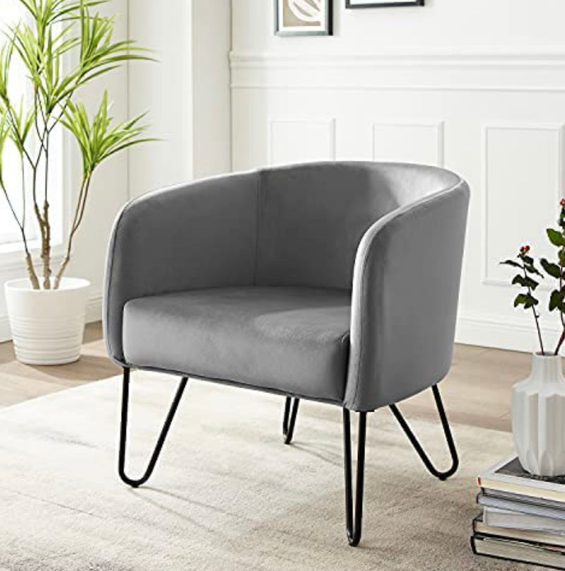 Crosley Parkway Velvet Accent Chair Gray/Matte Black