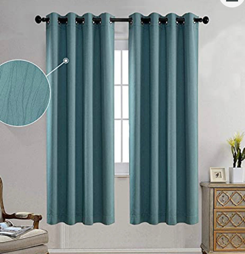 Home Outfitters  Blackout Curtains Room Darkening Curtains Textured Grommet Curtains for Window Treatment 2 Panels 52x63 Inch Long Teal