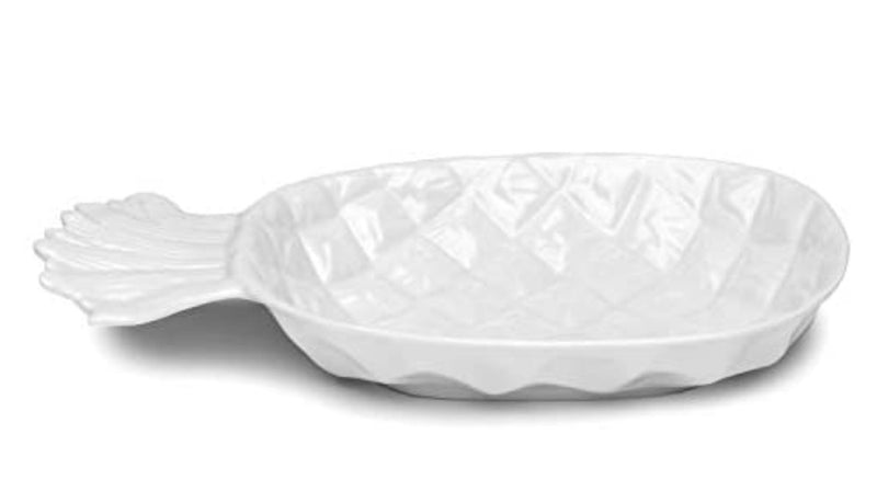 Q Squared Pineapple Serving Platter, BPA-Free Shatterproof Melamine, 10 by 16-Inches, White