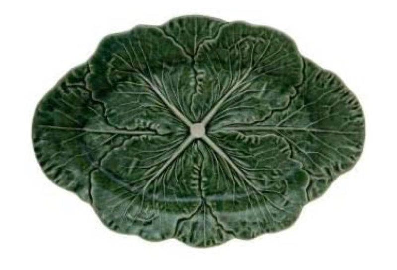 Bordallo Pinheiro Cabbage Oval Platter 15" Green, Set of 2