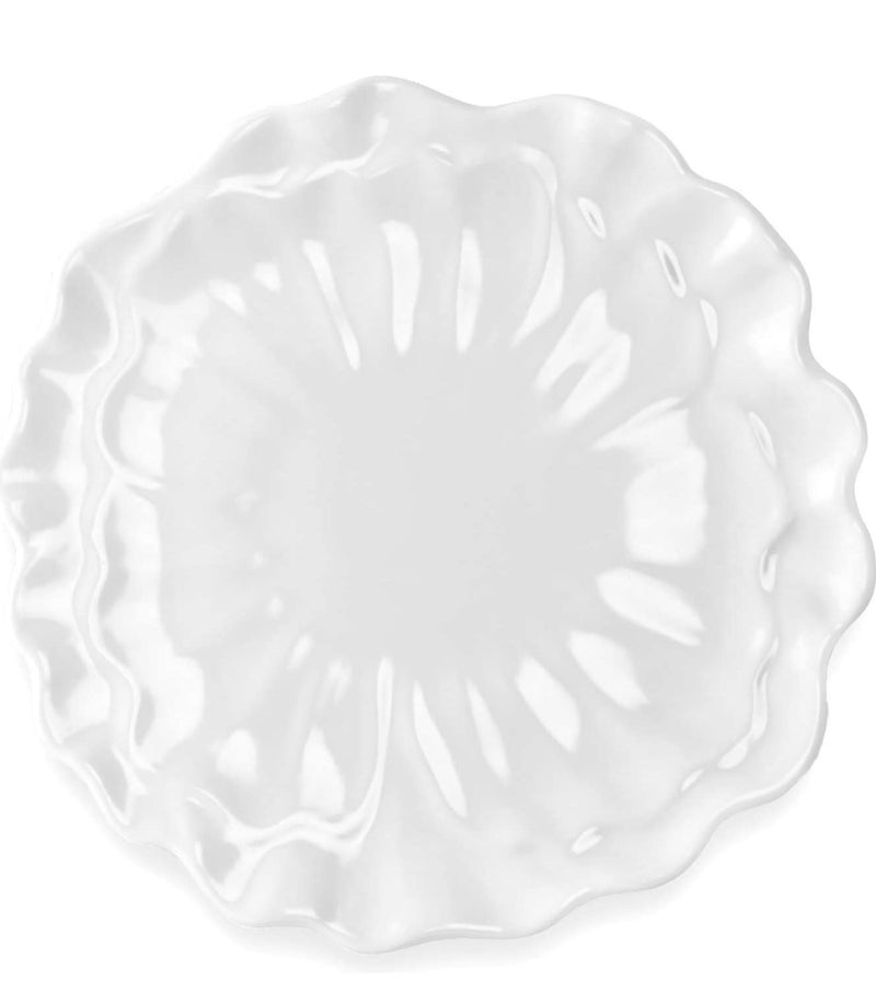 Q Squared Peony BPA-Free Melamine Dinner Plate, 11-Inches, Set of 4, White