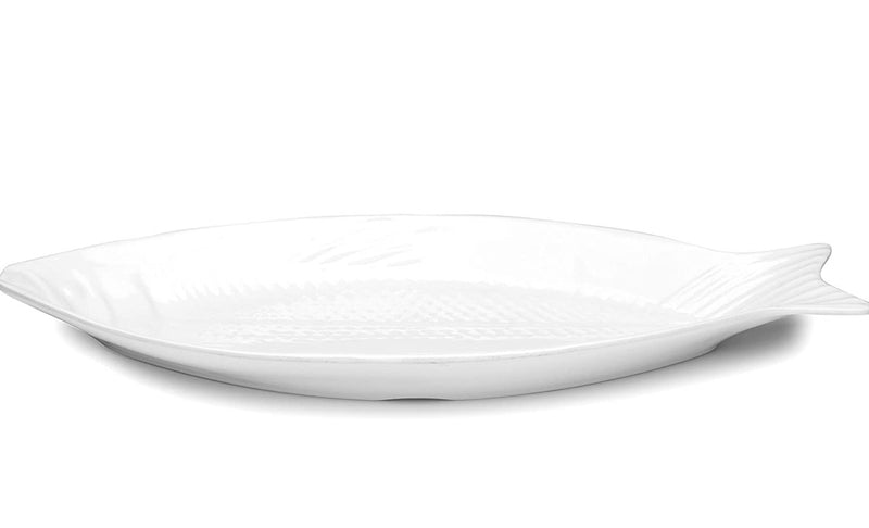 Q Squared Fish-shaped Serving Platter, BPA-Free Shatterproof Melamine, 11 by 23-Inches, White
