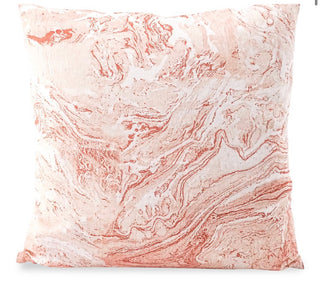 Anaya Pink Marble-Print Linen Pillow