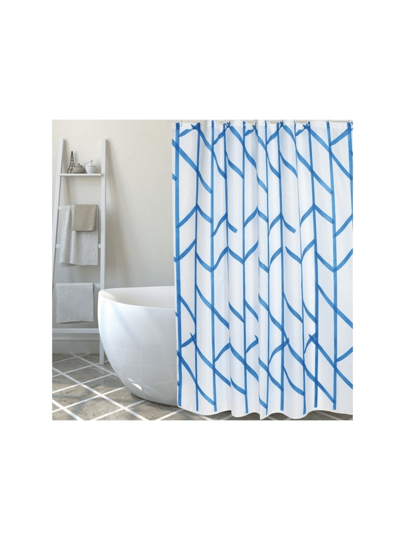MSV Shower Curtain TREE Blue & White - Rings Included