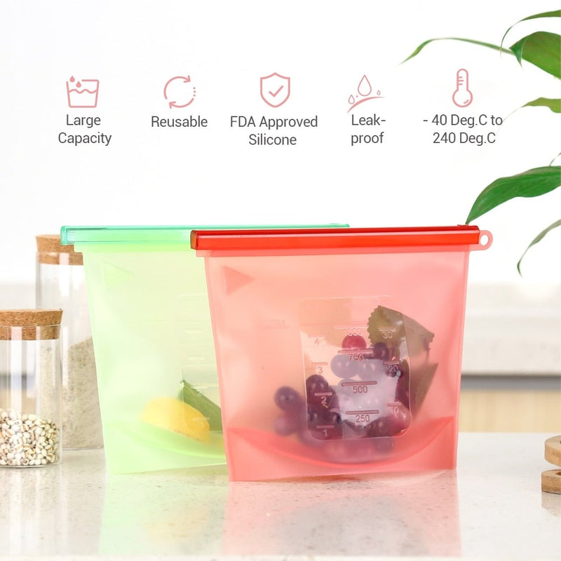 4PCS Silicone Bag Reusable Silicone Food Storage Bag home-place-store.myshopify.com [HomePlace] [Home Place] [HomePlace Store]